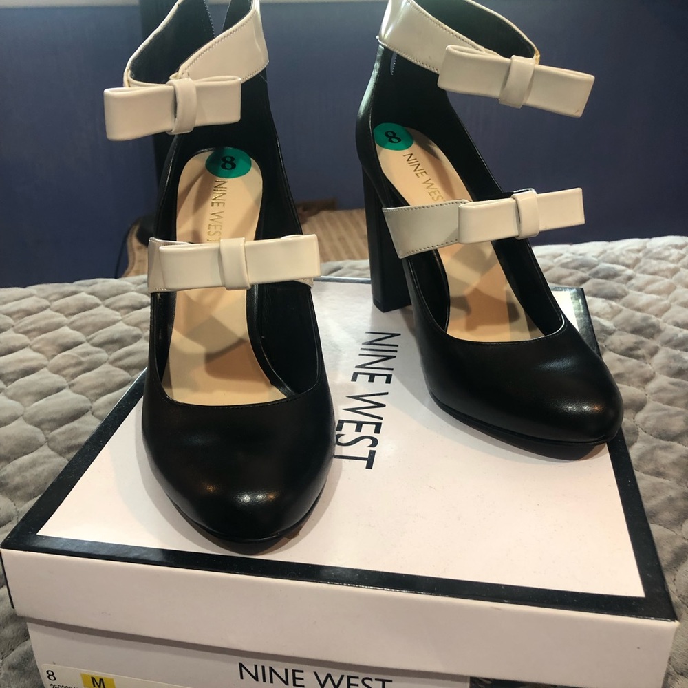Black and white heels